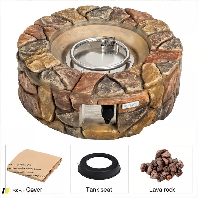 40,000 Btu Stone Gas Fire Stove Pit For Outdoor Patio Garden Backyard 240615-230879