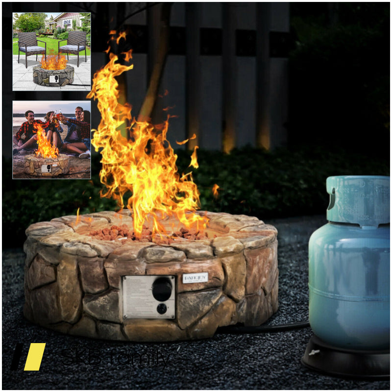 40,000 Btu Stone Gas Fire Stove Pit For Outdoor Patio Garden Backyard 240615-230879