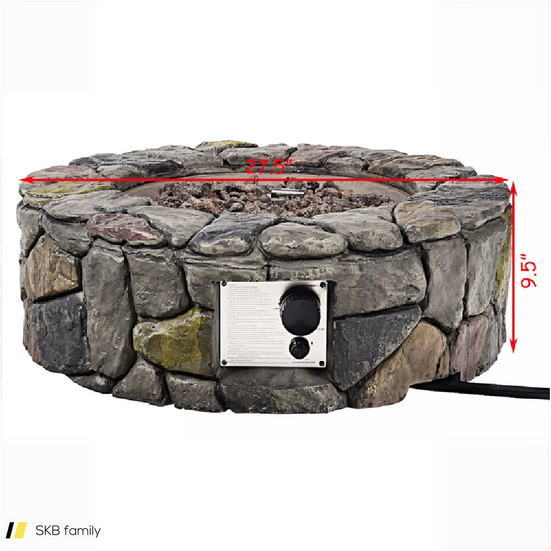 40,000 Btu Stone Gas Fire Stove Pit For Outdoor Patio Garden Backyard 240615-230879