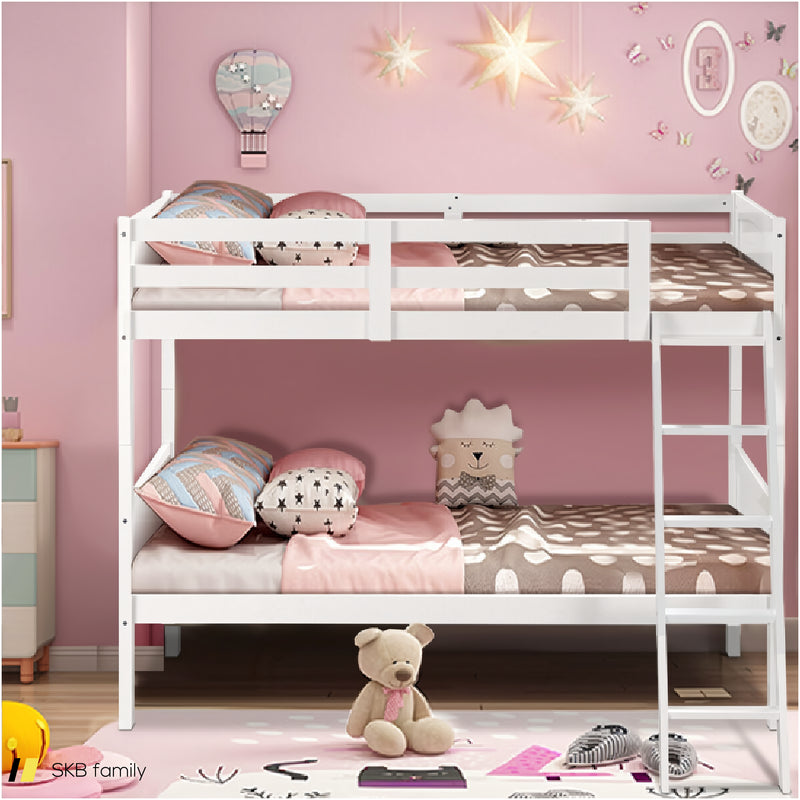 Wooden Twin Over Twin Bunk Beds With Ladder And Safety Rail 240615-230881