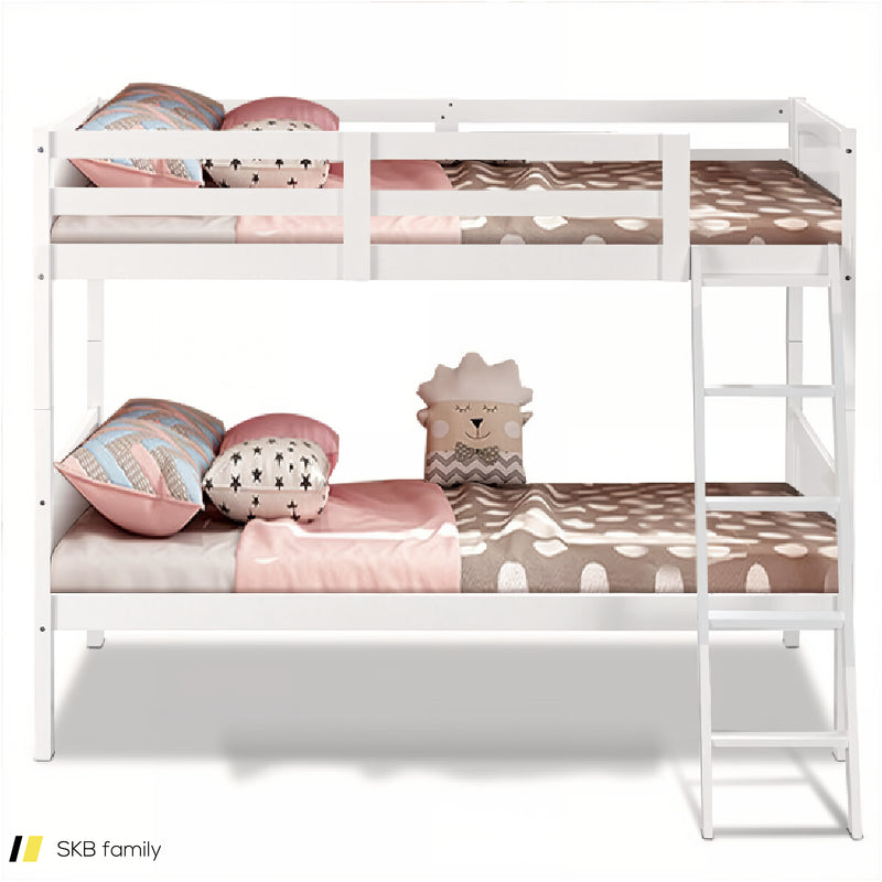 Wooden Twin Over Twin Bunk Beds With Ladder And Safety Rail 240615-230881