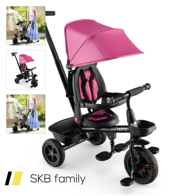 4-In-1 Reversible Toddler Tricycle With Height Adjustable Push Handle 240615-230882