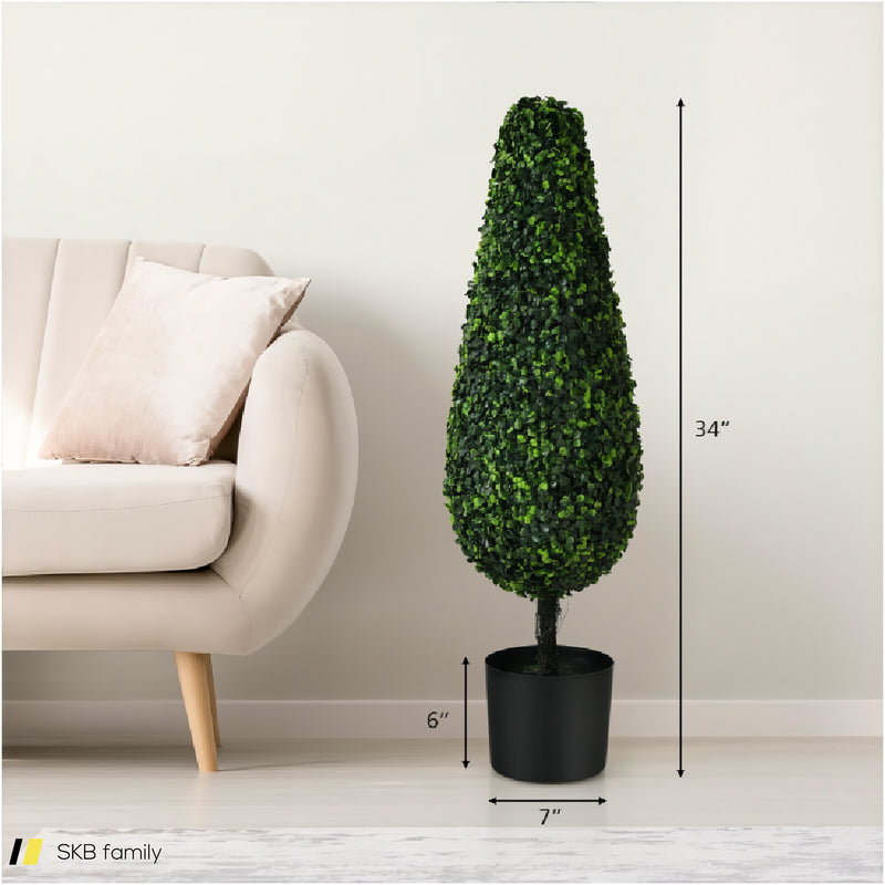 2 Pack 3 Feet Artificial Tower Uv Resistant Indoor Outdoor Topiary Tree 240615-230883