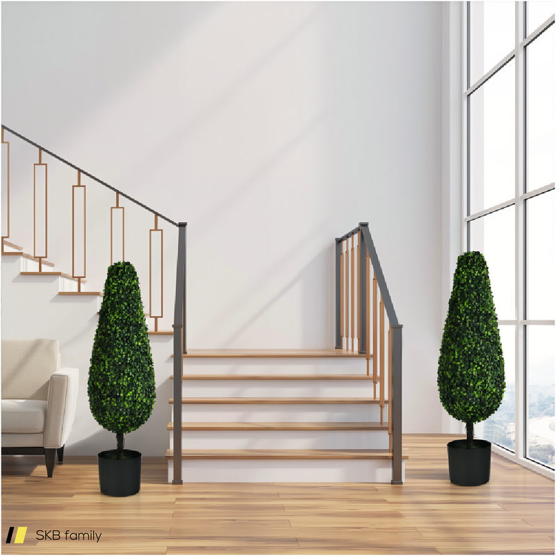 2 Pack 3 Feet Artificial Tower Uv Resistant Indoor Outdoor Topiary Tree 240615-230883