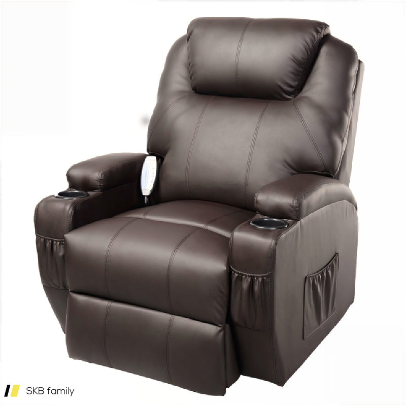 Faux Leather Heated Massage Recliner Chair With Remote 240615-230884