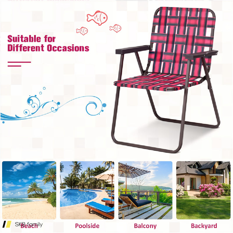 6 Pieces Folding Beach Chair Camping Lawn Webbing Chair 240615-230885