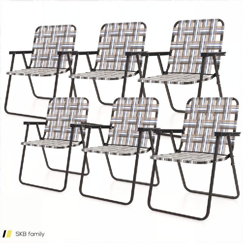 6 Pieces Folding Beach Chair Camping Lawn Webbing Chair 240615-230885