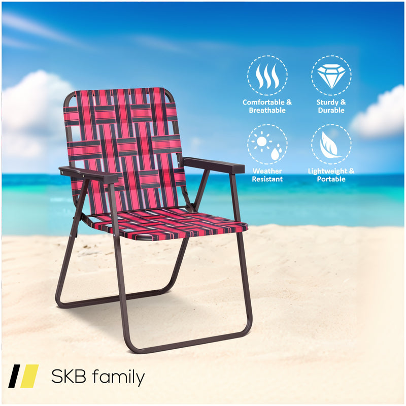 6 Pieces Folding Beach Chair Camping Lawn Webbing Chair 240615-230885