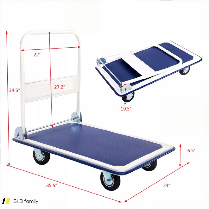 660 Pounds Folding Platform Cart Dolly Hand Truck 240615-230889