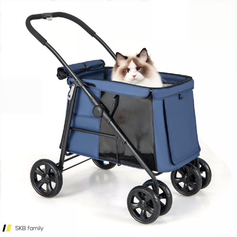 Folding Pet Stroller For Small And Medium Pets With Breathable Mesh Andx One-Button Foldable 240615-230895