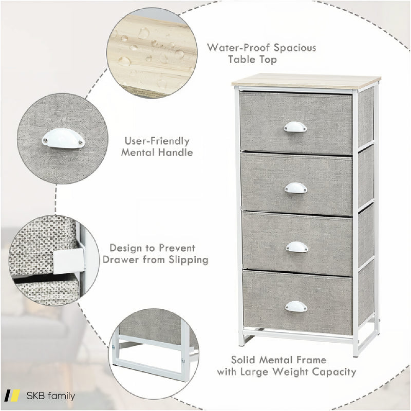 Dresser Storage Tower With Fabric Drawers And Sturdy Steel Frame 240615-230900