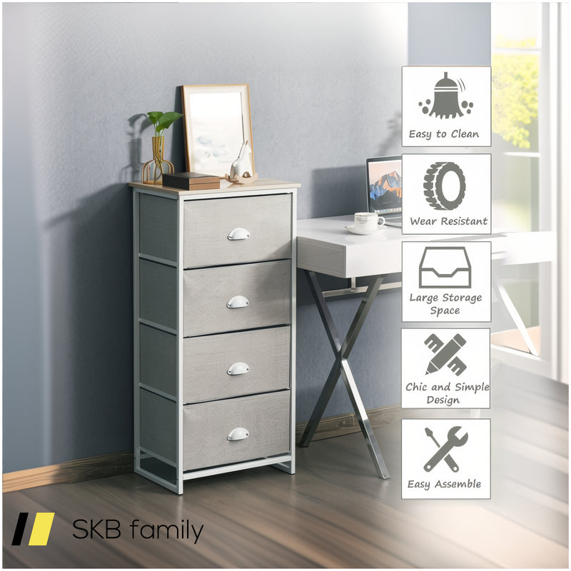 Dresser Storage Tower With Fabric Drawers And Sturdy Steel Frame 240615-230900