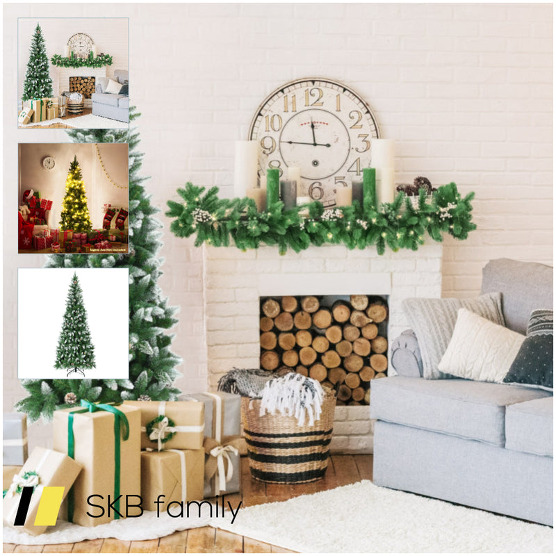 5 / 6 / 7.5 Feet Artificial Pencil Christmas Tree With Pine Cones 240615-230902