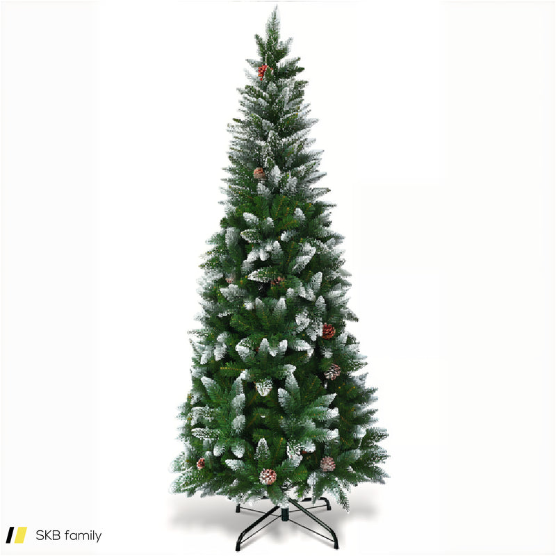 5 / 6 / 7.5 Feet Artificial Pencil Christmas Tree With Pine Cones 240615-230902