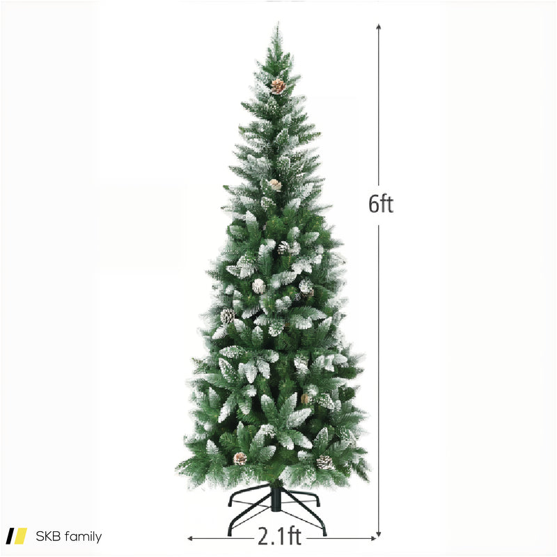 5 / 6 / 7.5 Feet Artificial Pencil Christmas Tree With Pine Cones 240615-230902