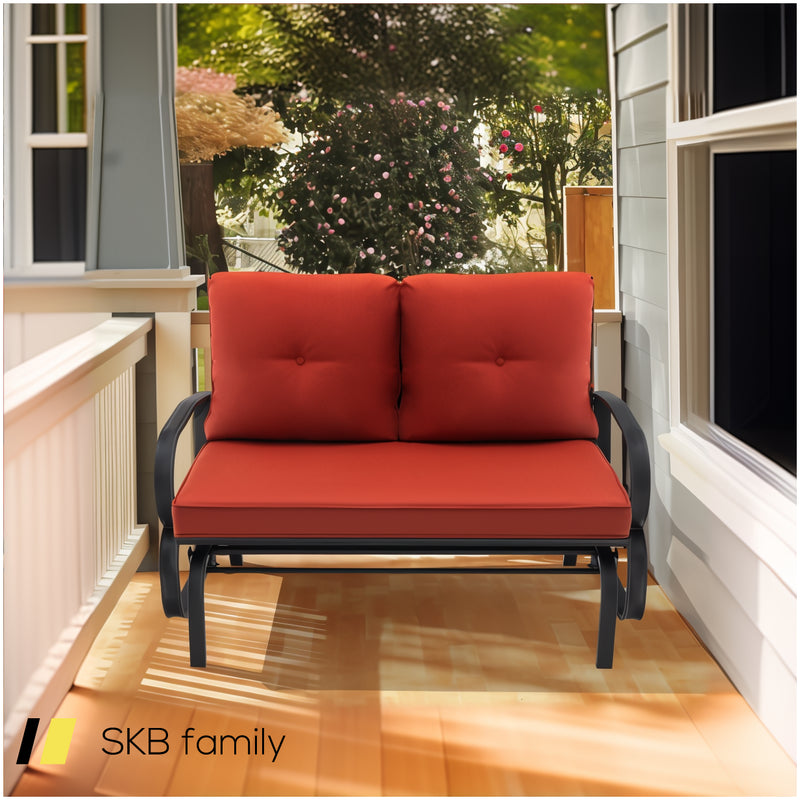 Patio 2-Person Glider Bench Rocking Loveseat With Cushioned Armrest 240615-230903