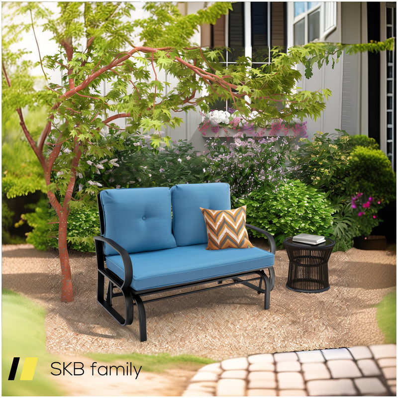 Patio 2-Person Glider Bench Rocking Loveseat With Cushioned Armrest 240615-230903