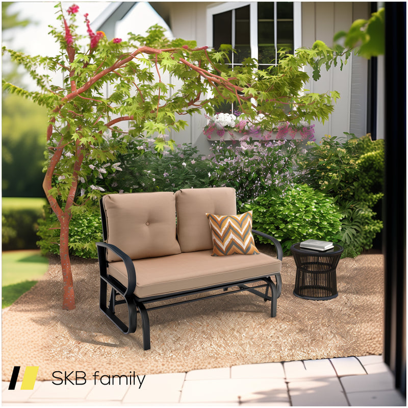 Patio 2-Person Glider Bench Rocking Loveseat With Cushioned Armrest 240615-230903