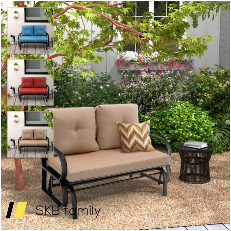 Patio 2-Person Glider Bench Rocking Loveseat With Cushioned Armrest 240615-230903