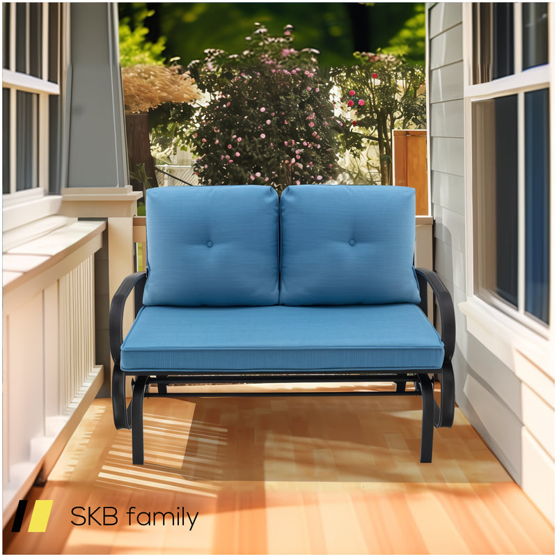 Patio 2-Person Glider Bench Rocking Loveseat With Cushioned Armrest 240615-230903