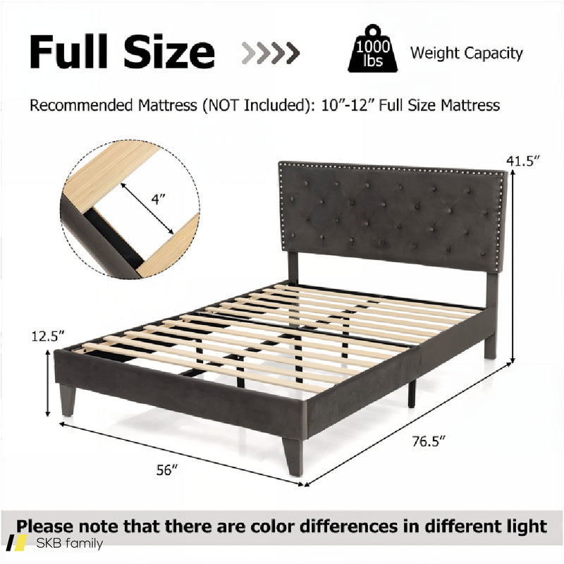 Full/Queen Size Upholstered Platform Bed With Tufted Headboard 240615-230904