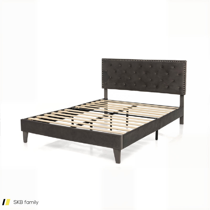 Full/Queen Size Upholstered Platform Bed With Tufted Headboard 240615-230904