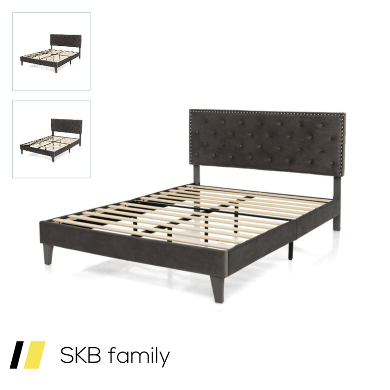 Full/Queen Size Upholstered Platform Bed With Tufted Headboard 240615-230904