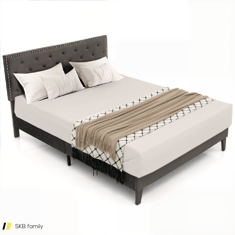 Full/Queen Size Upholstered Platform Bed With Tufted Headboard 240615-230904