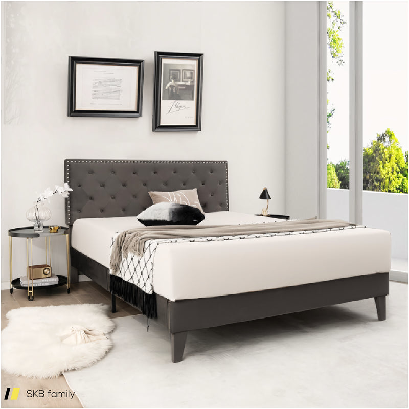 Full/Queen Size Upholstered Platform Bed With Tufted Headboard 240615-230904