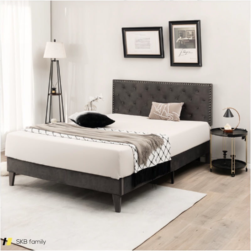 Full/Queen Size Upholstered Platform Bed With Tufted Headboard 240615-230904