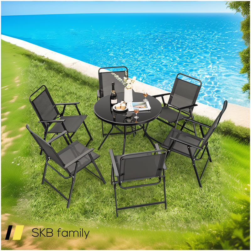 Set Of 2/4/6 Outdoor Folding Chairs With Breathable Seat 240615-230909