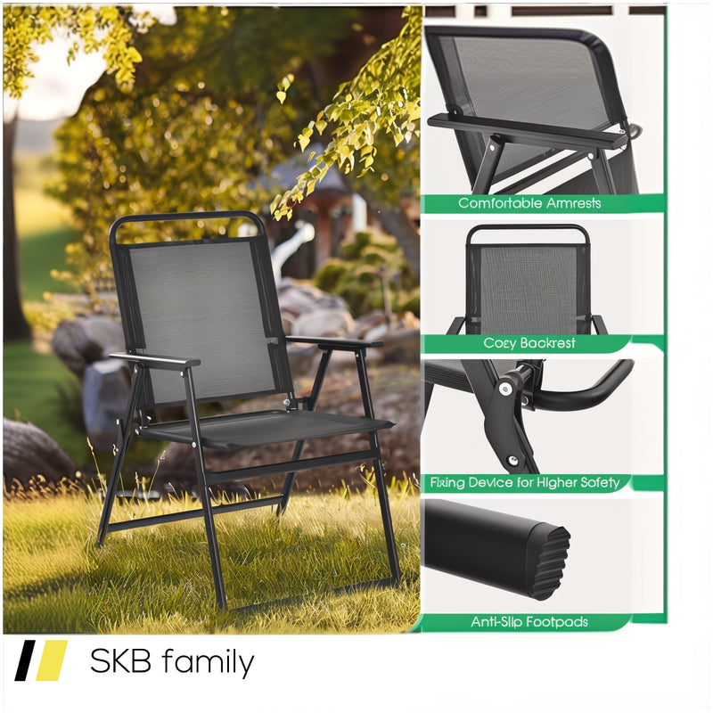 Set Of 2/4/6 Outdoor Folding Chairs With Breathable Seat 240615-230909