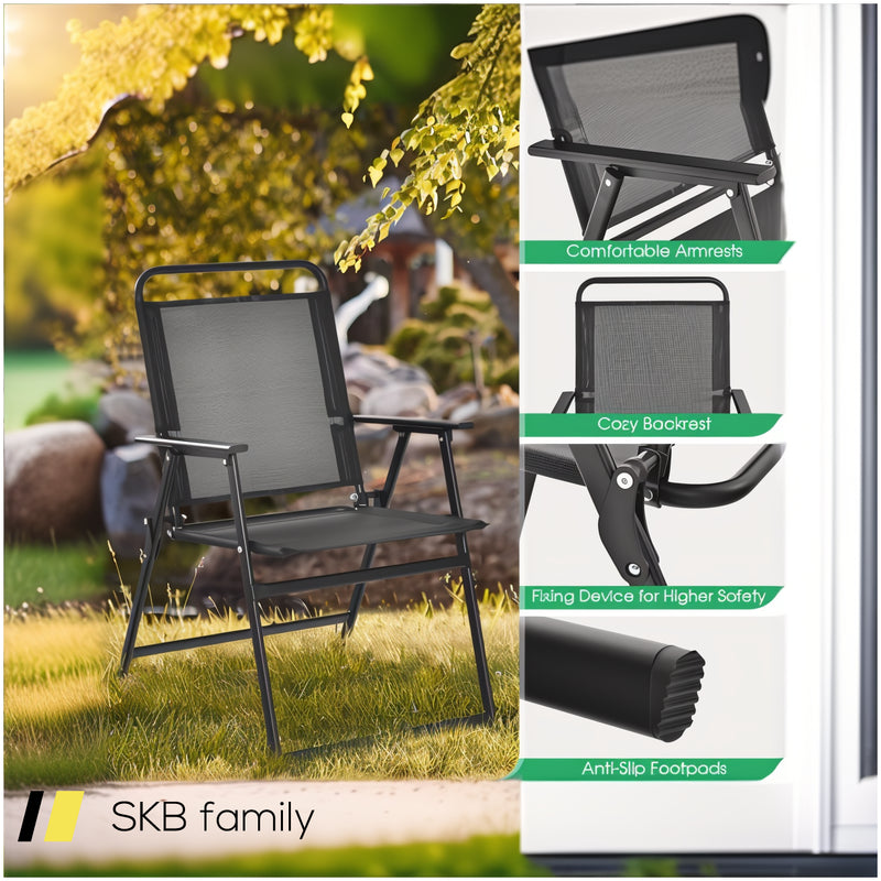 Set Of 2/4/6 Outdoor Folding Chairs With Breathable Seat 240615-230909