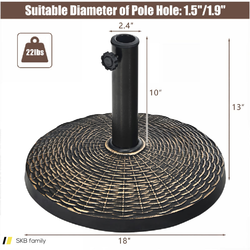 22lbs Patio Resin Umbrella Base With Wicker Style For Outdoor Use 240615-230913