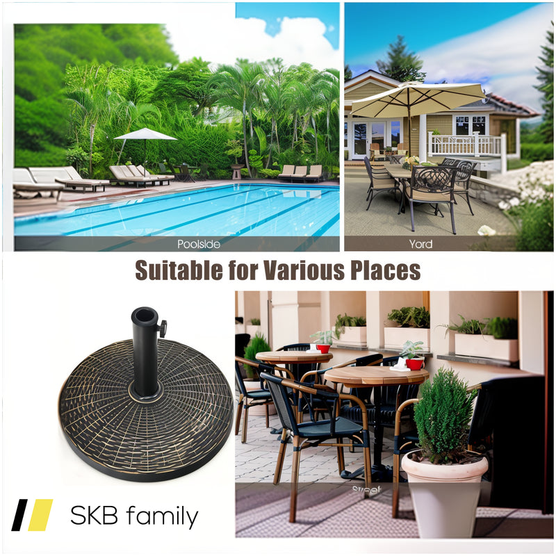 22lbs Patio Resin Umbrella Base With Wicker Style For Outdoor Use 240615-230913