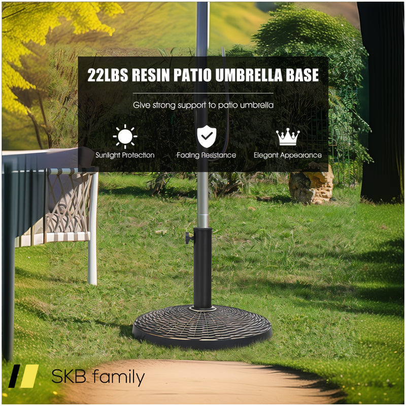 22lbs Patio Resin Umbrella Base With Wicker Style For Outdoor Use 240615-230913