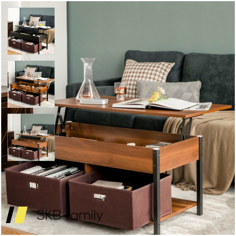 Lift Top Coffee Table With Drawers And Hidden Compartment 240615-230916