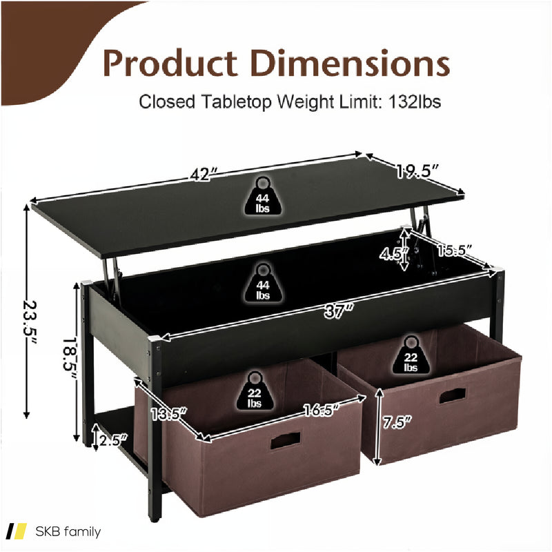 Lift Top Coffee Table With Drawers And Hidden Compartment 240615-230916