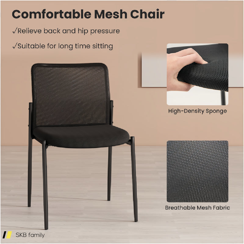 Waiting Room Chair Set Of 2 With Ergonomic Mesh Backrest And Padded Seat 240615-230918