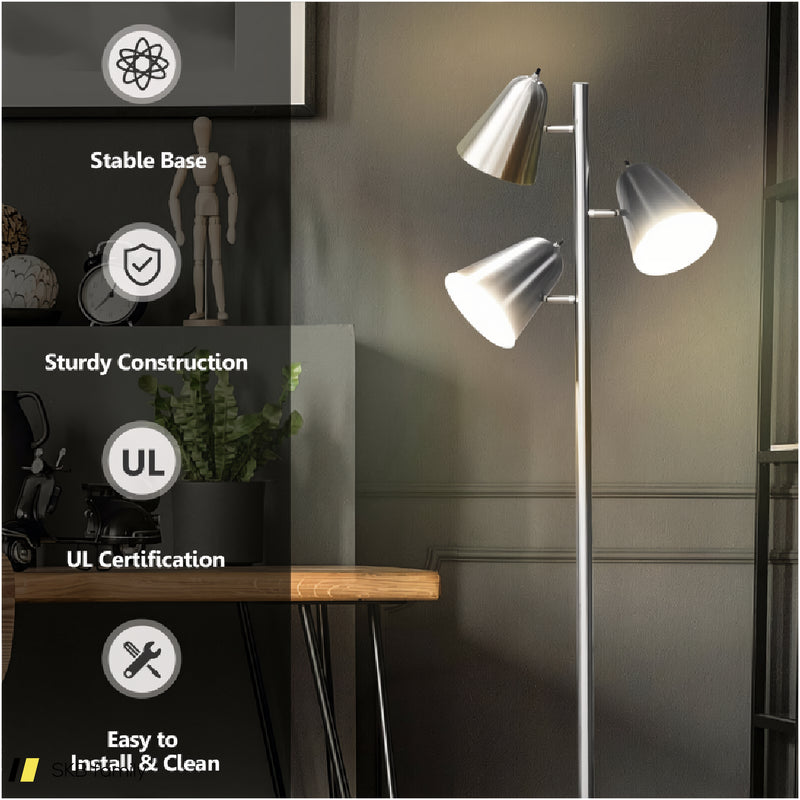 64 Inch 3-Light Led Floor Lamp Reading Light For Living Room Bedroom 240615-230920