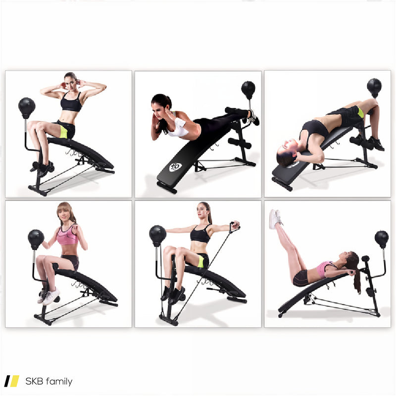 Adjustable Incline Curved Workout Fitness Sit Up Bench 240615-230922