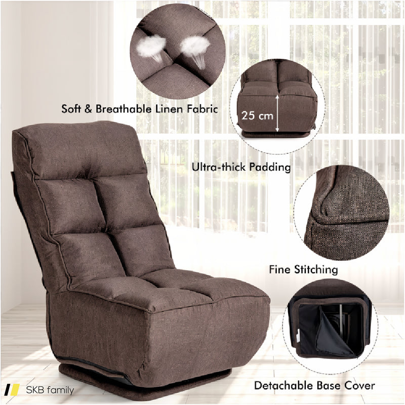 360-Degree Swivel Folding Floor Chair With 6 Adjustable Positions 240615-230923