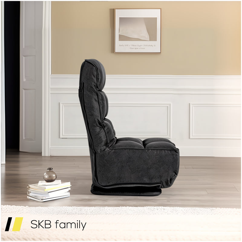 360-Degree Swivel Folding Floor Chair With 6 Adjustable Positions 240615-230923