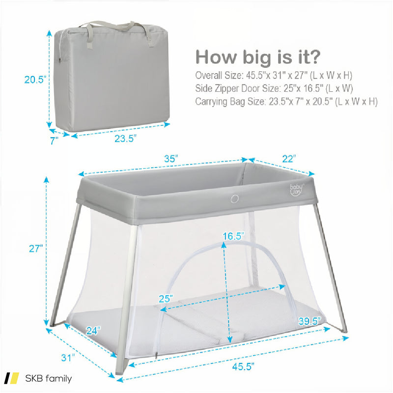 Lightweight Foldable Baby Playpen With Carrying Bag 240615-230924