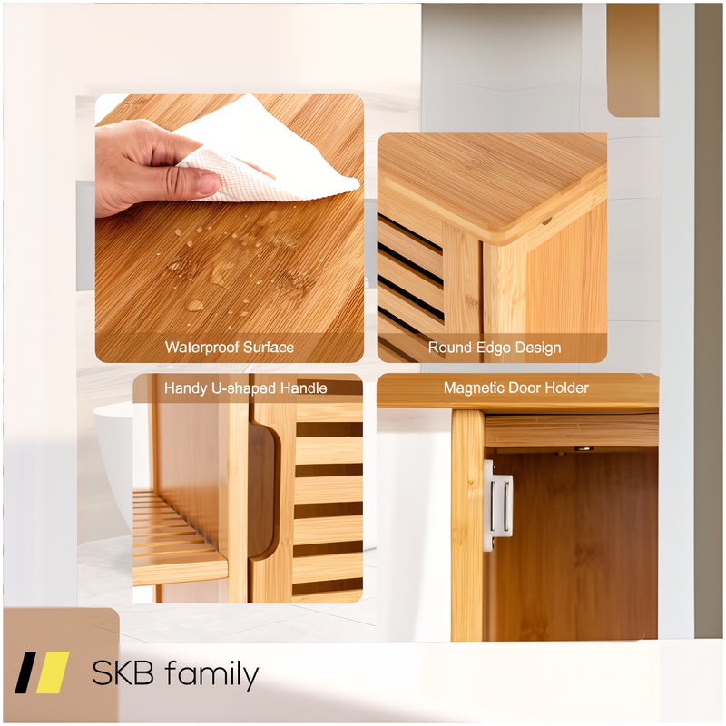 Bamboo Bathroom Storage Cabinet With Single Door 240615-230925