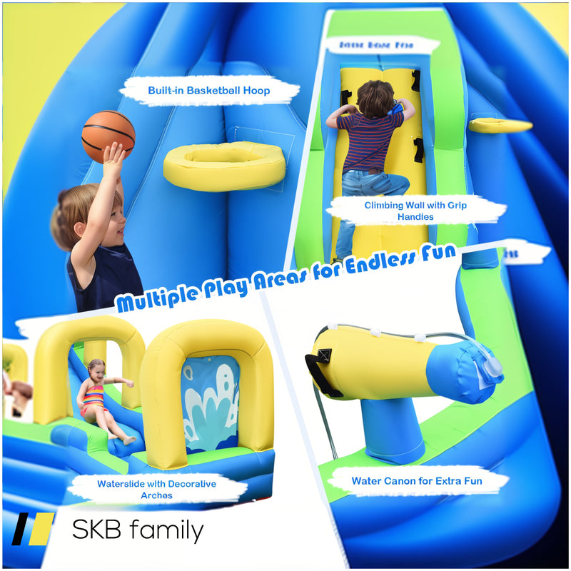 Inflatable Water Slide Kids Bounce House With Water Cannons And Hose Without Blower 240615-230929