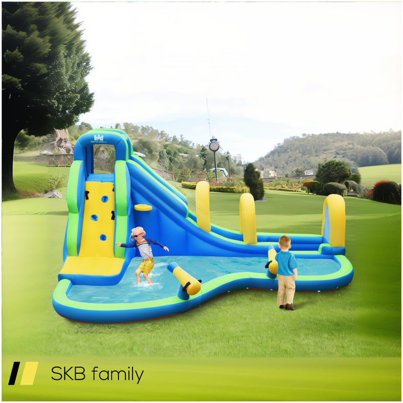 Inflatable Water Slide Kids Bounce House With Water Cannons And Hose Without Blower 240615-230929