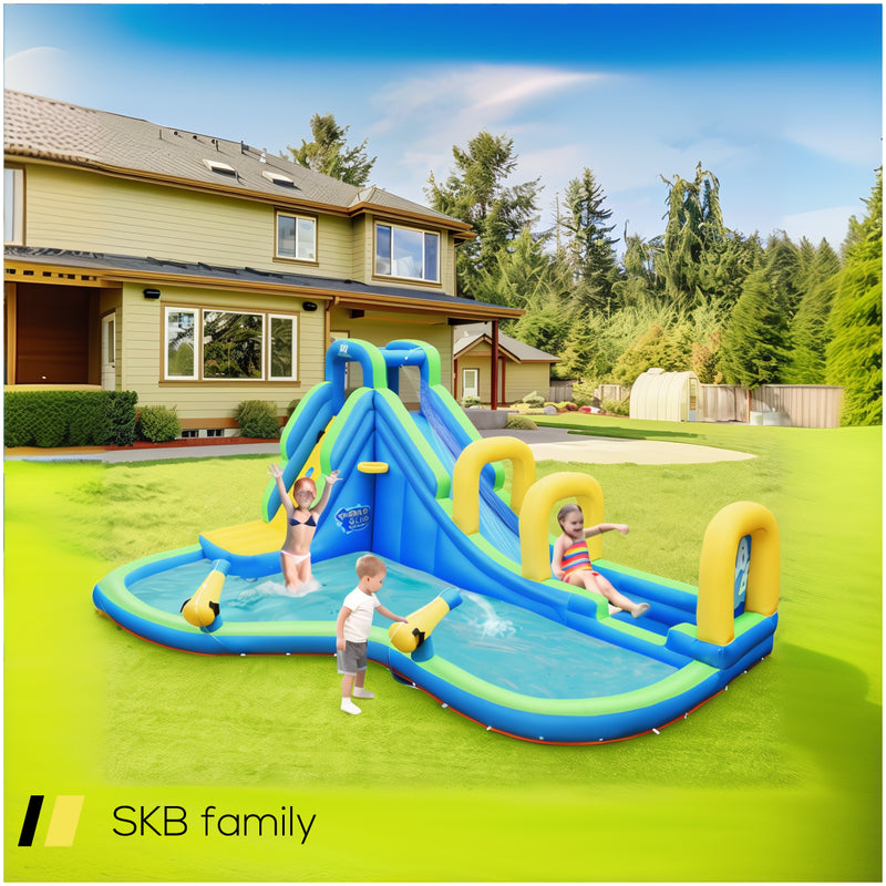 Inflatable Water Slide Kids Bounce House With Water Cannons And Hose Without Blower 240615-230929