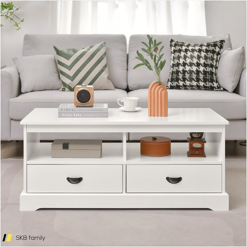 Modern Coffee Table With Drawers And Open Cubies 240615-230934