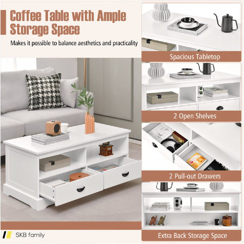 Modern Coffee Table With Drawers And Open Cubies 240615-230934